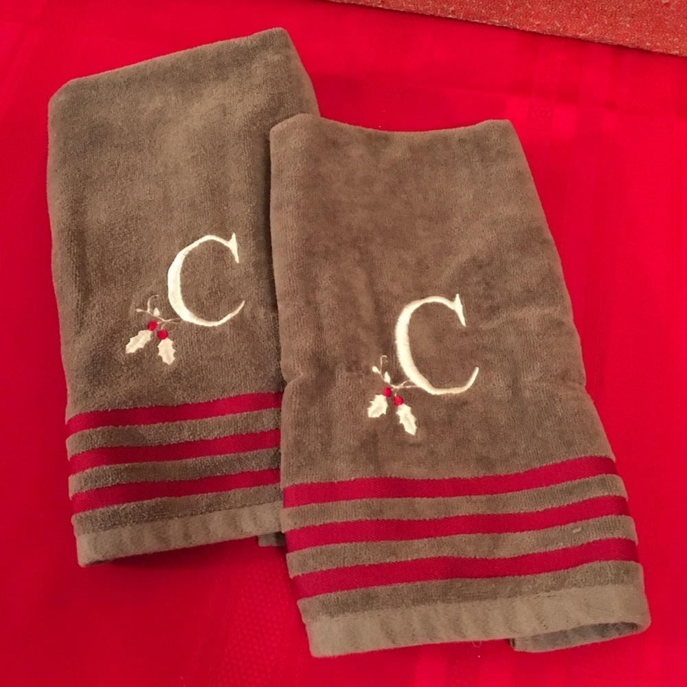 Winter Wonderland Embroidered “C” Hand Towels